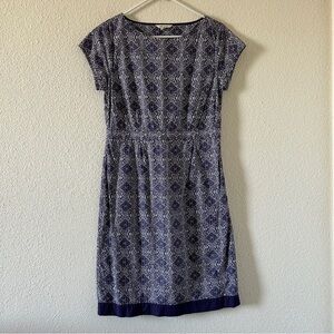 White Stuff Midi Dress UK 10 US 8 Purple White Geometric Print Party Church